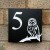 BLACK Slate House Sign Door Number 6'' x 6'' - OWL DESIGN